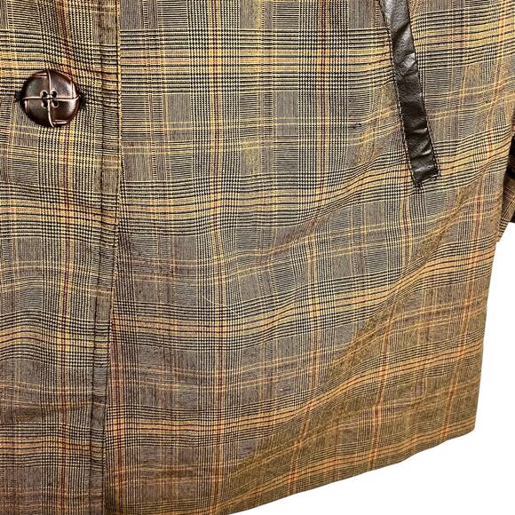 Versailles Brown Plaid Trenchcoat Long Blazer Classic Corporate ‎ 6 (2994) - Picture 5 of 7